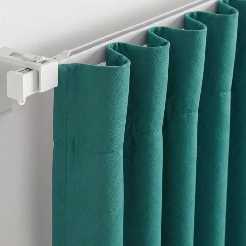 Image of FRESH FROM LOOM Window & Door Non-Ring Curtains | S-Wave Pleat | Premium 10 feet | S-Wave Pleat | Non Ring Curtain | S-Wave Pleat (Teal | 10 Feet Long, Set of 2)