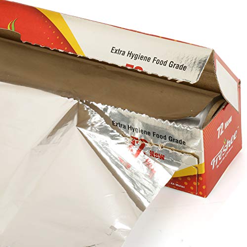 Image of Freshee 72m Aluminium Silver Kitchen Foil Roll Paper Pack of 3, 11 Micron Thick Food wrap Disposable Food Parcel Fresh Food