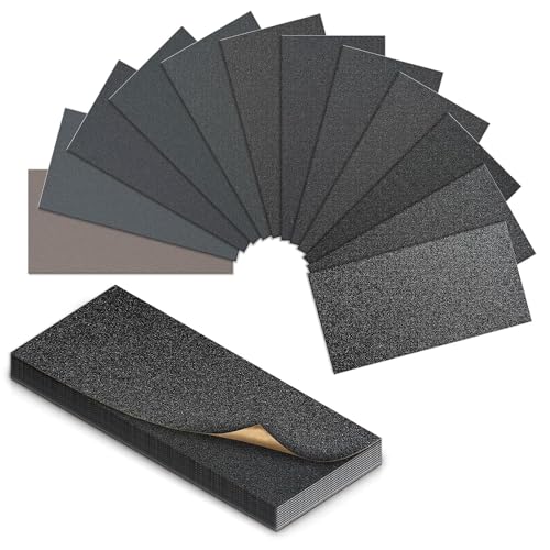 folteitei Sand Paper Sandpaper Sheets 120/220/320/400/600/800/1000/1200/1500/2000/2500/3000 Grit 24 Pcs Wet Sandpaper for Wood Metal and Car Polishing (23 x 9cm/9 x 3.6inch)