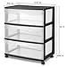 STERILITE 3 Drawer Wide Cart, Black
