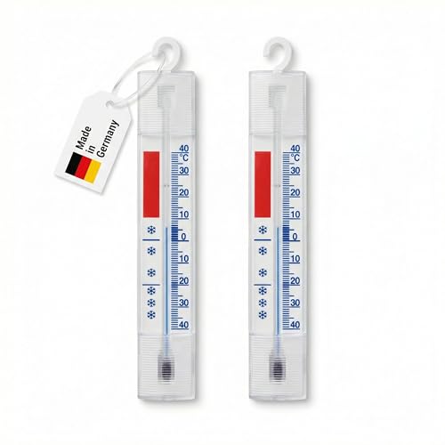 Lantelme 2 Stück Kühlschrankthermometer Set mit Haken zum Aufhängen Temperatur + - 40C | Analog Thermometer für Lebensmittel in Kühlgeräte wie Kühlschrank Gefrierschrank Kühltheke und Kühltruhe