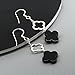 GemInspire Natural Black Onyx 4 Leaf Clover Hook Earring, 44 mm Drop Length, 925 Sterling Silver Handmade Jewelry (Earring)
