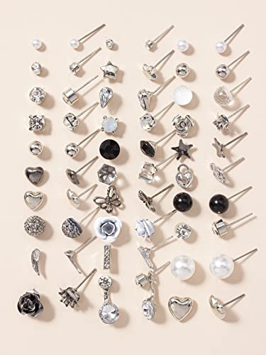 Image of Shining Diva Fashion 30 Pairs Combo Set Stylish Crystal Pearl Earrings for Women and Girls