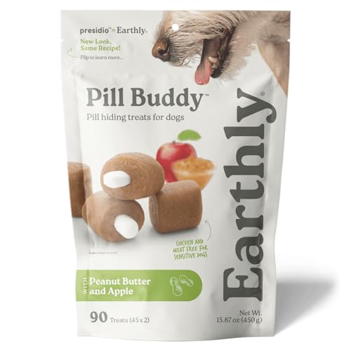 Presidio Earthly Pill Buddy Naturals - PB & Apple Recipe Pill Hiding Treats for Dogs - Make A Perfect Pill Concealing Pocket Or Pouch for Any Size Medication - 90 Servings