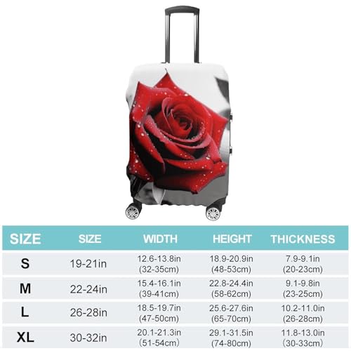 Black And White Red Rose Printed Luggage Cover Protector, Fits 18-32 Inch Luggage2