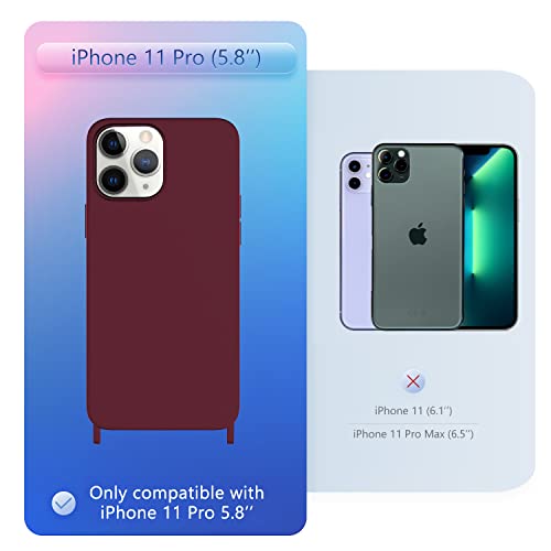 Image of Compatible with iPhone 11 Pro Case with Lanyard Crossbody iPhone Case with Strap Adjustable Shockproof Drop Protection Silicone Phone Cover for iPhone 11 Pro 5.8'' Plum