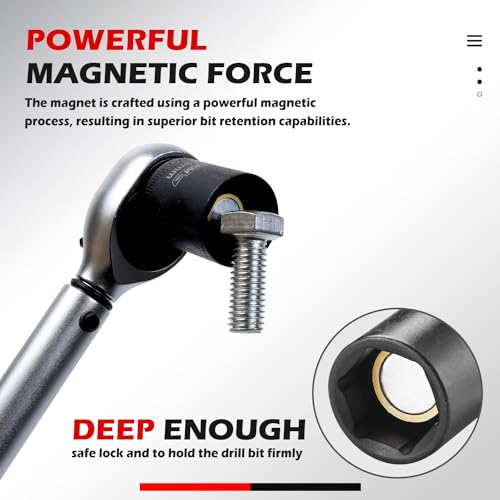 Image of 1 /4 Inch Drive Magnetic Impact Socket Set, 28-Piece SAE /Metric, 1 /4 Inch-9 /16 Inch, 5mm-15mm, 6 Point, Cr-Mo, Square Drive, with Impact Socket Adapter, Universal Joint & Extension