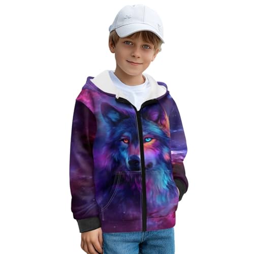 Boys Zip Up Hoodies Fleece Sweatshirt Fall Winter Sportswear Tops Casual Warm Jacket with Pockets for 6-16 Years