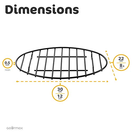Gourmex Black Oval Roasting Rack With Integrated Feet | Stainless Steel Kitchen Rack With Non-Stick Coating, Ptfe Free | Oven And Dishwasher Safe | Ideal For Cooking, Roasting, Drying, Grilling #TOP5