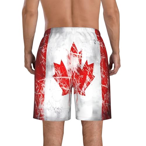 Retro Canada Flag Men's Beach Pants-Quick-Dry & Comfortable Mens Beach Shorts for Men, Perfect for Surfing and Everyday Wear White3