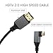 RIIEYOCA 90 Degree Left Angle UHD 4K Micro HDTV Male to HDTV Male 18Gbps hdtv2.0 Extender Coiled Cable Supports 4K@60Hz,1080p,ARC,3D,for Laptop,DVRs,Roku Ultra Stretchable to 1.5M/5FT