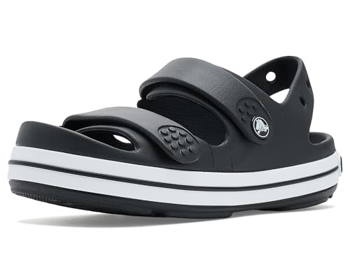 Crocs, Unisex Kids, Crocband Cruiser Sandal (Little Kids/Big Kids), Black/White, 2, Medium, Little Kid