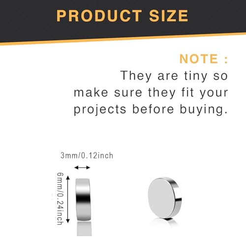 Image of TRYMAG Small Neodymium Fridge Magnets, 50Pcs Refrigerator Magnet 6x3mm | Round Rare Earth Multi-Use Tiny Magnets for 3D Printing, Office,Whiteboard, Crafts, School