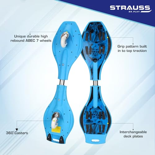 Image of Strauss Bronx SF Waveboard /Caster Board /Balancing Board | Heavy Duty Skateboard with 360-degree Caster Wheels | Lightweight with Illuminating Wheels | Ideal for All Skill Level