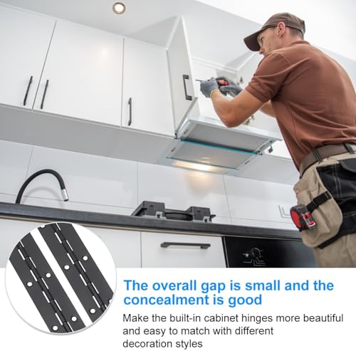 Klavierband Edelstahl, 4 Stück 30 cm Klavierscharnier Klavierband Scharnier Stangenscharnier, Edelstahl Scharnier Klavierband für Bootsschränke Aufbewahrungs Box, Mit 48 Schrauben (Schwarz)