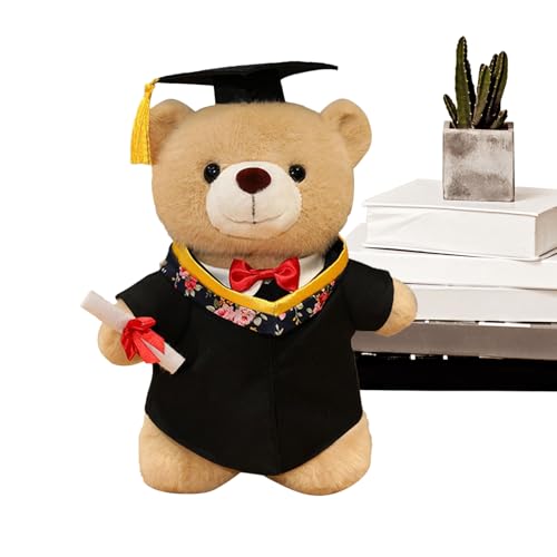 Ours en peluche de graduation doux avec chapeau et diplôme pour féliciter les diplômés