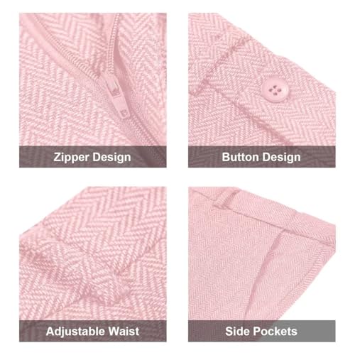 Image of Retro 3 Piece Suit Tweed Herringbone Men's Suits Slim Fit Jacket Vest Pant | Tweed Wool Blend Retro 3 Piece Suit Herringbone Men's Suits Vintage Wedding Groom Tux Set Dress Prom Single Breasted Jacket