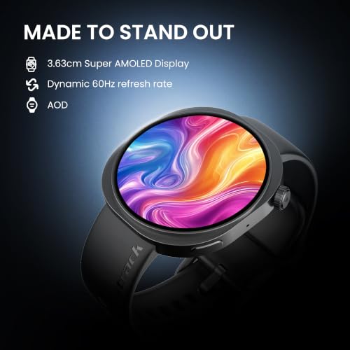 Image of Fastrack Revoltt FR3 Pro Smartwatch with 1.43 inch AMOLED Display,Dynamic 60Hz Refresh,Nitrofast Charging, HRM, SpO2, Sleep,Multiple Menu Style,Functional Crown,IP68, BT Calling,24 /7 Health Suite - Black