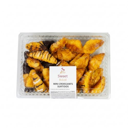 Mini Croissants Surtidos - Bandeja Familiar de 850g - Selección de Bollería de Mantequilla, Chocolate y Glaseado - Sweet Baked - Ideal para Desayunos y Eventos - NEXU