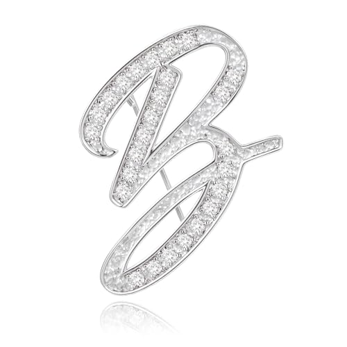 Image of Cicy Bell A-Z Initial 26 Letter Brooch Pins 18k Gold Plated Cubic Zirconia Breastpin Name Personalized Gifts for Women Men
