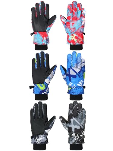 Image of Bencailor 3 Pairs Kids Ski Gloves Children Winter Gloves