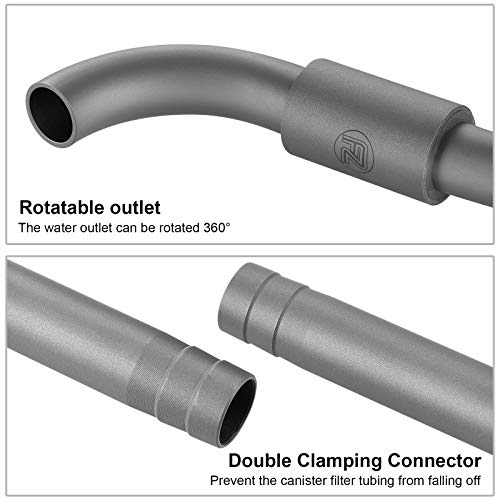 FZONE Aquarium Stainless Steel Skimmer Lily Pipes Inflow and Outflow with Spin Skimmer and Adjustable Rod for Aquarium Filter 1/2\'\'(12/16mm) Tubing