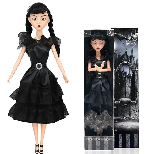 Dumwick 11.5'' Adams Doll with Gift Box, High Heels, Black Dress, and Hair, Perfect Christmas and Birthdays Toy Gift for Girls & Fans(A1)