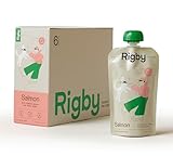 Rigby Organic Wild-Caught Alaskan Salmon Dog Treat Pouches – Low-Calorie Squeeze Treat for Enrichment, Meal Topping, Training & Pill Time – Supports Joint, Skin & Digestive Health – 6 Pack