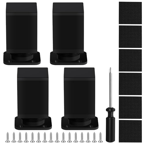 AUAUY Piedini per Mobili Regolabili, 4pz 6cm Gambe per Mobili, Altezza Regolabile 0-20mm, Piedini Gambe Metallo di Supporto, con Viti Cacciavite e Tappetino Antiscivolo per Armadietto, Divano, Tavolo