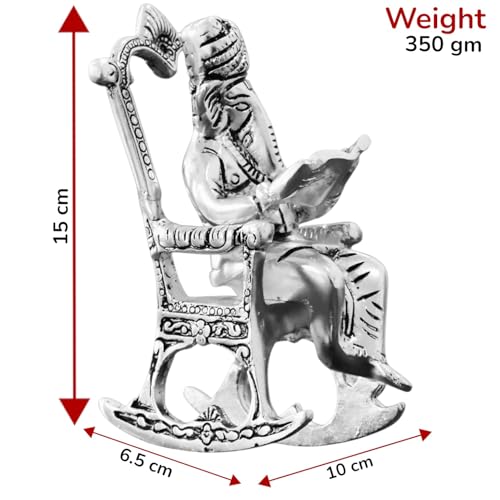 Image of KridayKraft Metal Chair Ganesh ganpati Idol with Reading Ramayan Home Decoration and Gifts for Your Love Once