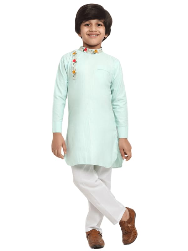 Image of Traditional Ethnic Wear Cotton Kurta Pyjama Set For Kids & Boys
