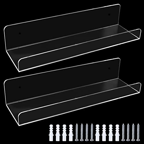 Enenes Acrylic Floating Shelves 2Pcs Acrylic Floating Wall Bookshelf 15 Inch Wall Ledge Shelves Clear For Kids Room Modern Picture Ledge Display Shelf Toy Dolls Storage #TOP30