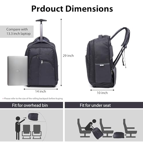 Image of FBI Fabco 40 Litre Travel Backpack Water Resistant with 3 Compartments Telescopic Aluminium Handle for Office Travel Bag for Men & Women | 2 Wheels Trolley Backpack Laptop (TH-01-Grey,Large)