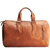 Capra Leather Duffle Bag 35L for Men, Tan Brown Shoulder Travel Weekender, Gym Sports Carry On, Handmade Overnight Clothes Holdall. Mens gifts