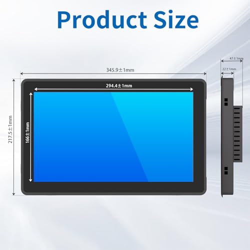 Image of 13.3 Inch Industrial Touch Screen Monitor, 10 Points Touch, Ratio 16:9 Capacitive PCAP Display, 1920 x 1080R, Active Matrix TFT LCD, LED Backlight, VGA, DVI, HD-MI Ports