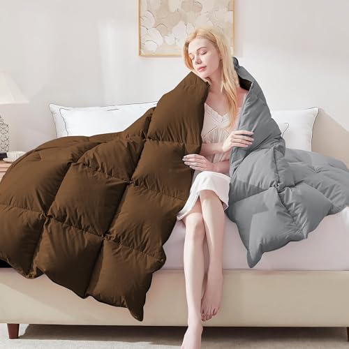 Image of Luxurious 500 GSM Winter Comforter Double Bed Size (90 inchX100 inch) - Premium Collection Heavy Winter Comforter 500 GSM Microfiber Fill - Duvet /Blanket Double Bed - Chocolate Brown /Silver Grey Color