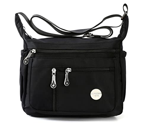 Image of Crossbody Bags for Women Multi Pocket Shoulder Bag Waterproof Nylon Messenger Purses and Handbags