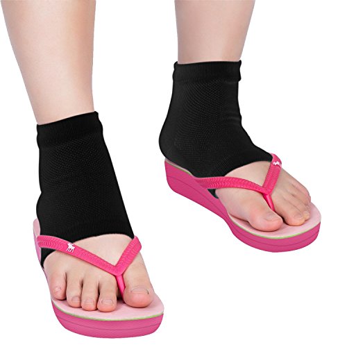 Bememo Soft Gel Heel Socks Ventilate Open Toe Socks 4 Pairs For Dry Hard Cracked Skin Moisturizing Day Night Care Skin (Black) #TOP5