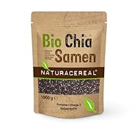 Naturacereal Bio Chia Samen 1kg – reine Qualität aus Paraguay – Vegan, glutenfrei, ballaststoffreich – Reich an Omega-3 & pflanzlichem Protein – Superfood für Smoothie, Müsli & Backen