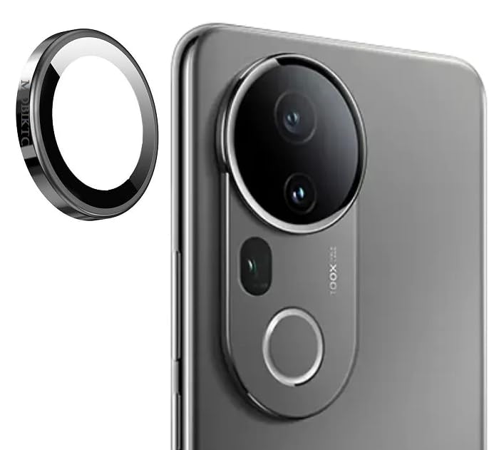 Image of Alluminium Metal Camera Lens Protector for Vivo T4 Ultra 5G Tempered Glass Scratch-Resistant Ultra-Thin Tempered Glass with Aluminum Edging - [1Pack /Black]