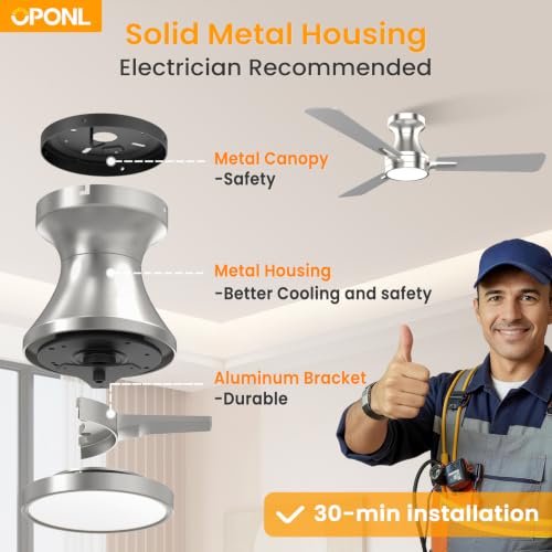 OPONL 42 inch Low Profile Ceiling fan with Light and Remote Control by OPONL - Used condition - Image 2