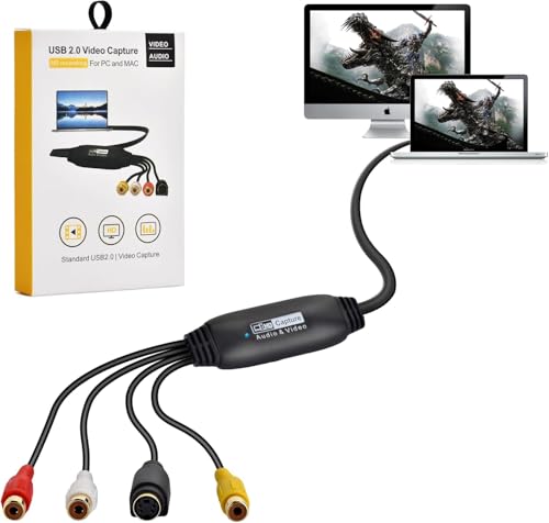 Image of MICROWARE USB Video Capture VHS to Digital Converter USB 2.0 Video Audio Capture Card for TV DVD VHS Support Windows Mac System