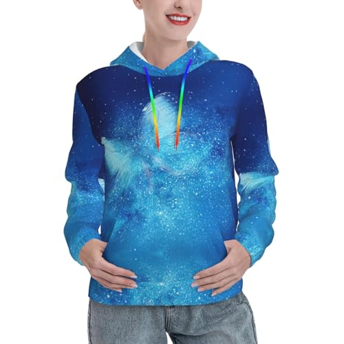 Sweat à capuche imprimé papillon étoilé bleu pour femme avec poche