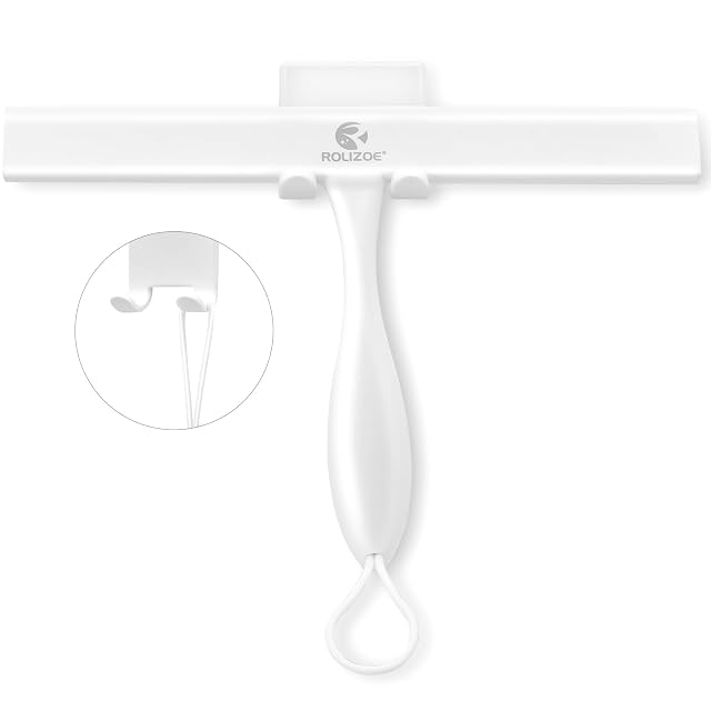 ROLIZOE Shower Squeegee for Glass Doors 11 Inch Ergonomics Anti-Rust Silicone Squeegee with Stainless Steel Frame for Shower