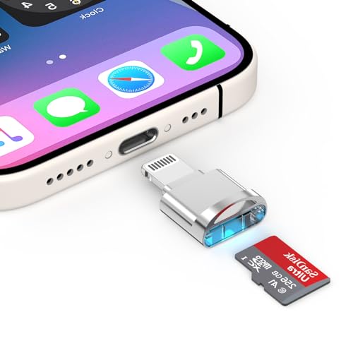 Apple MFi Certified iPhone 14 Micro SD Card Reader Adapter, Lightning to Micro SD/TF Card Reader Viewer Micro SD Card Adapter for iPhone 14 13 12 11 XS XR X 8 iPad, Support iOS 17 and exFAT & FAT32