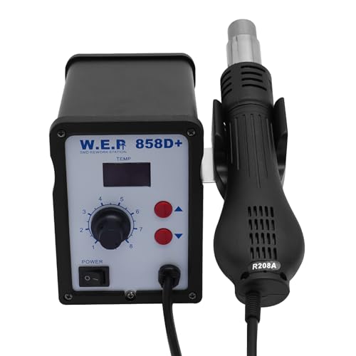 JUDEMII Digitaal hetelucht-behandelingsstation, hetelucht-soldeerstation met borstelloze ventilator, 700 W, soldeerstation, desoldeerstation, rework station met 3 luchtjets, 858D led, digitale