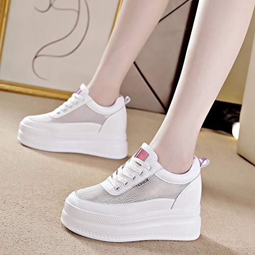Image of ACE SHOCK Women Wedges Sneakers with Hidden Heel Ankle High Platform Walking Shoes Fashion Bride Wedding Shoes