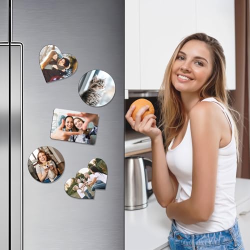 Personalised Fridge Magnet Photo, Custom Magnetic Picture Frame for Fridge, Locker and Office Magnets with Variation Shapes, Gloss Photo Print Gifts for Her Him (Pack of 1)