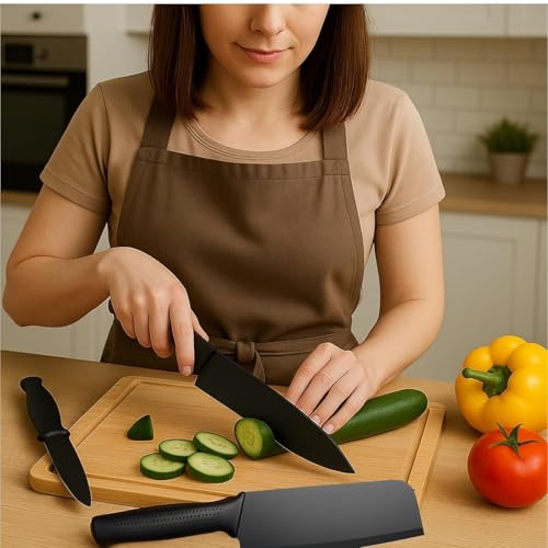 Image of VRIND'S ENTERPRISE Stainless Steel Chef Knife Set with Sharp Blade and Ergonomic Handle - 3 Piece Kitchen Knife Set for Home and Professional Use
