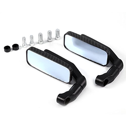 Espejos retrovisores para motocicleta en acabado premium negro de fibra de carbono rectangular